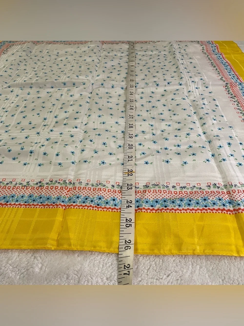Yellow Border Floral Chiffon Square Fashion Scarf